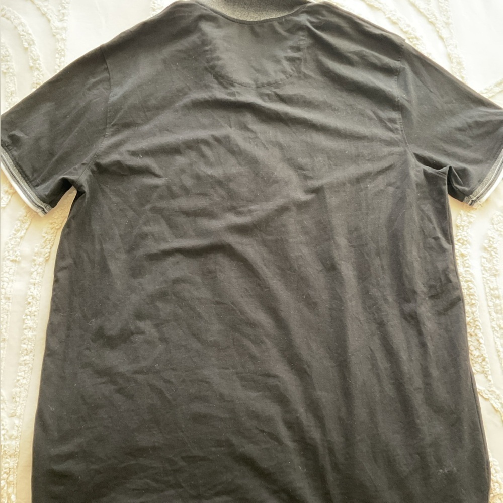 DKNY Men's Black Polo Shirt with Gray Accents - Picture 5 of 6
